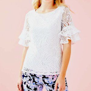 Lilly Pulitzer Lula Sea Swirling Lace Top